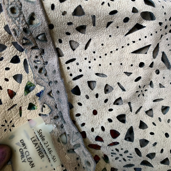 🔥ECRU Suede Laser Cut Shirt/Jacket US Womens Size XS EUC - Picture 5 of 8